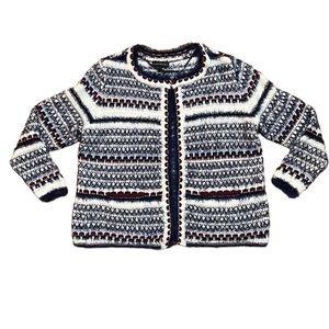 Lane Bryant navy & burgundy fuzzy cardigan size: 14/16